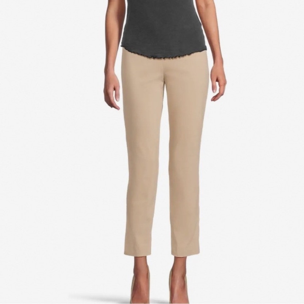 Krazy Larry Womens Tan Pull On Ankle Pants Size 4 Made in USA Stretch Trousers